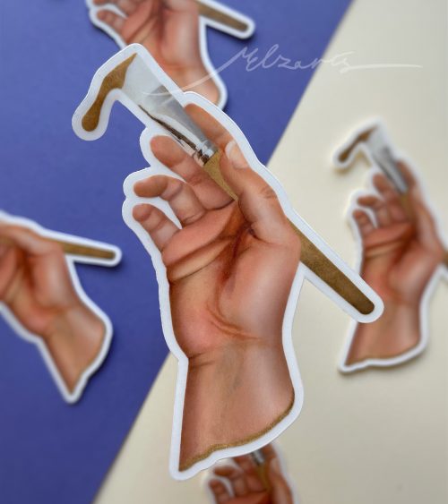 artist's hand sticker